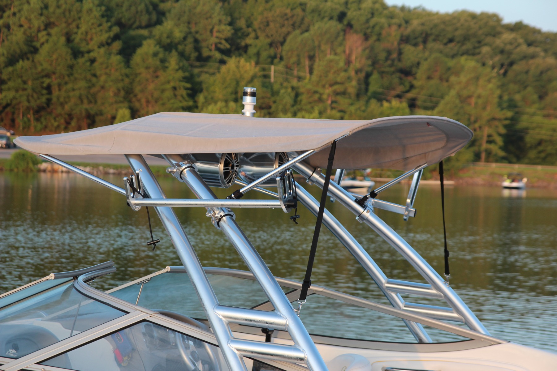 monster tower water ski rack installed on wakeboard tower